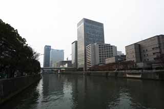 fotografia, materiale, libero il panorama, dipinga, fotografia di scorta,Scenario da Yodoyabashi, edificio a molti piani, Fiume di Tosabori, costruendo, citt