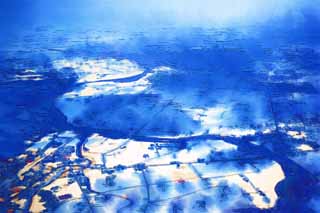 illustration,material,free,landscape,picture,painting,color pencil,crayon,drawing,The north earth, snow scene, The fields, cloud, Agriculture