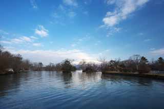 photo,material,free,landscape,picture,stock photo,Creative Commons,Onumakoen winter scene, , lake, Lake Onuma, blue sky