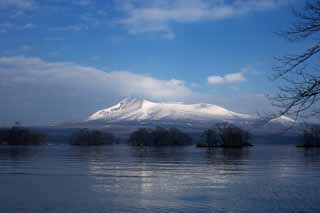 photo, la matire, libre, amnage, dcrivez, photo de la rserve,Onumakoen hivernent scne, , lac, Lac Onuma, ciel bleu