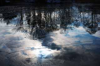 fotografia, materiale, libero il panorama, dipinga, fotografia di scorta,Il cielo che  rotto, Ghiaccio, lago, Lago Onuma, Gelandosi