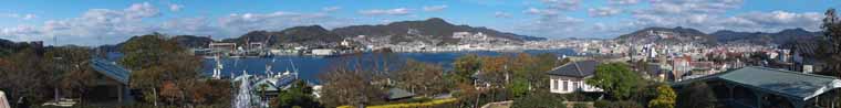 Foto, materiell, befreit, Landschaft, Bild, hat Foto auf Lager,Nagasaki Port ganze Sicht, Nagasaki-Hafen, Kran, Gebude, Brcke