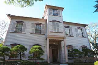 foto,tela,gratis,paisaje,fotografa,idea,Una escuela de memoria de ganga viejo, Edificio historia de vaqueros -style, Casa, Ventana, Cielo azul