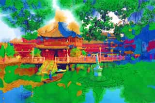 illustration,material,free,landscape,picture,painting,color pencil,crayon,drawing,Yu Yuan / heart of a lake bower, YuYuan, , , Chinese building