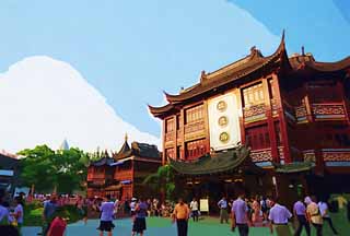 illustration,material,free,landscape,picture,painting,color pencil,crayon,drawing,Yu Yuan, YuYuan, , , Chinese building