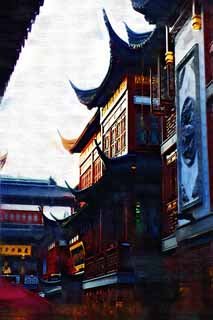 illustration,material,free,landscape,picture,painting,color pencil,crayon,drawing,Yu Yuan, YuYuan, , , Chinese building