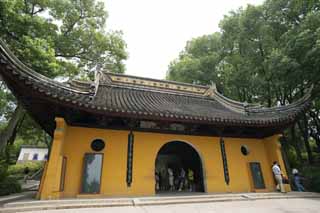 photo,material,free,landscape,picture,stock photo,Creative Commons,The gate of HuQiu, Yellow, The gate, roof, 