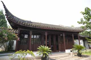 fotografia, material, livra, ajardine, imagine, proveja fotografia,Um edifcio velho de Suzhou, telhado, pilar, Eu sou vermelho de cinbrio, casa