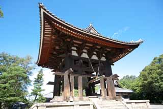 photo,material,free,landscape,picture,stock photo,Creative Commons,Todai-ji Temple bell tower, wooden building, The Shogen era year, temple bell, bell tower