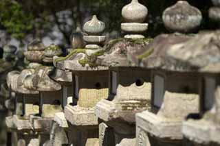 photo,material,free,landscape,picture,stock photo,Creative Commons,The row of stone lantern baskets, Illumination, stone lantern basket, The shade, Moss