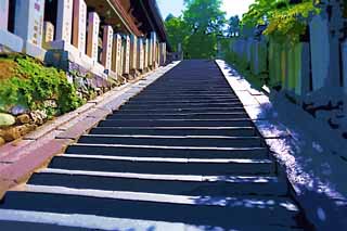 illustration,material,free,landscape,picture,painting,color pencil,crayon,drawing,The stone stairway of Nigatsu-do Hall, stone stairway, The sun, , Stairs