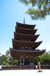 fotografia, materiale, libero il panorama, dipinga, fotografia di scorta,Tempio di Kofuku-ji cinque pagoda di Storeyed, Buddismo, edificio di legno, Cinque pagoda di Storeyed, eredit di mondo