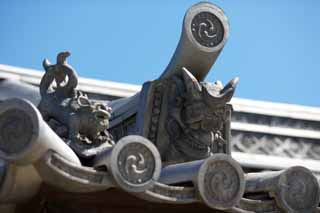 photo,material,free,landscape,picture,stock photo,Creative Commons,Horyu-ji Temple ridge-end tile, Buddhism, roof, Ceramic ware, tile