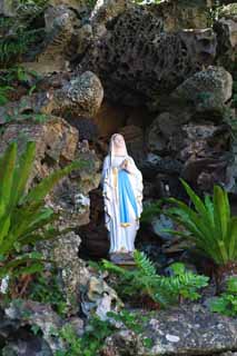 photo,material,free,landscape,picture,stock photo,Creative Commons,Imochiura Church Lourdes, Maria image, Christianity, cave, spring