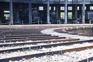 photo,material,free,landscape,picture,stock photo,Creative Commons,A fan-shaped garage, steam locomotive, train, track, Orbit