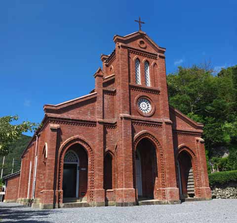 fotografia, material, livra, ajardine, imagine, proveja fotografia,Dozaki Deus de templo de Cu,  construdo de tijolo, Cristianismo, cruz, cu azul