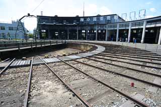 fotografia, materiale, libero il panorama, dipinga, fotografia di scorta,Un garage a ventaglio, vaporizzi locomotiva, treno, pista, Orbita