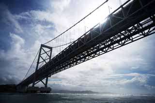 fotografia, materiale, libero il panorama, dipinga, fotografia di scorta,Un grande naruto fa un ponte su, bascule fanno un ponte su, ponte di sospensione, Una corrente di oceano, Traffico