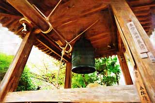 illustration,material,free,landscape,picture,painting,color pencil,crayon,drawing,A sacred mountain temple bell tower, bell, Buddhism, temple, wooden building