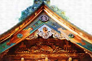 Illust, materieel, vrij, landschap, schilderstuk, schilderstuk, kleuren potlood, crayon, werkje,Kompira-san Heiligdom beeldhouwkunst, Shinto heiligdom Boeddhist tempel, Bedrijf, Schildpad, Shinto
