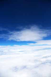 photo,material,free,landscape,picture,stock photo,Creative Commons,Stratospheric blue, sea of clouds, cloud, Sky, An airplane