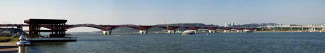 photo, la matire, libre, amnage, dcrivez, photo de la rserve,Un pont sur le Han, pont, voiture, grande rivire, La surface de l'eau