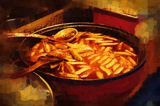 illust,tela,gratis,paisaje,fotografa,idea,pintura,Lpiz de color,dibujo,Toppokki, Tteok, Gente comn y corriente cocinar, Pasta de frijol salobre, Shin Dan Don
