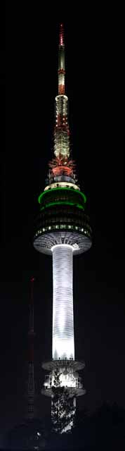 photo,material,free,landscape,picture,stock photo,Creative Commons,N Seoul tower, An electric wave tower, N Seoul tower, night view, White