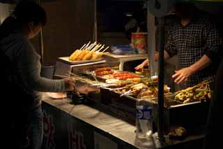 foto,tela,gratis,paisaje,fotografa,idea,Un puesto de noche, Est de pie, Saliva - para asar, Carne, Tempura