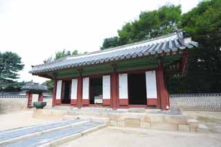 Foto, materieel, vrij, landschap, schilderstuk, bevoorraden foto,Het comfort kamer van het voorouderlijke mausoleum van de Imperial Family, Jongmyo Heiligdom, Godsdienstige dienst, Saiku, Maaltijd diende bij een tempel kamer