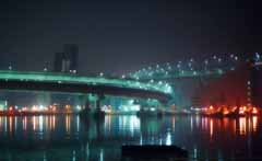 fotografia, materiale, libero il panorama, dipinga, fotografia di scorta,Banchina di Shinagawa in ritardo di notte, elevato, ponte, mare, 
