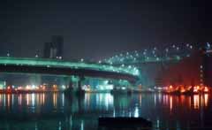 Foto, materiell, befreit, Landschaft, Bild, hat Foto auf Lager,Shinagawa-Kai spt bei Nacht, erhht, Brcke, Meer, 