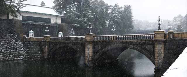 foto,tela,gratis,paisaje,fotografa,idea,Snow doble puente, Foso, Palacio, Guardin imperial, Nevada