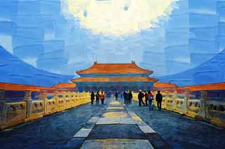 illustration,material,free,landscape,picture,painting,color pencil,crayon,drawing,Forbidden City Kiyomiya Inui, Prince dense denominated law, Hiroshi Akira Komei, Zhu coating, Long cloud stone floor