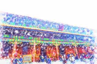 illustration,material,free,landscape,picture,painting,color pencil,crayon,drawing,Forbidden City Kiyomiya Inui, Prince dense denominated law, Hiroshi Akira Komei, Zhu coating, Tourist Attractions