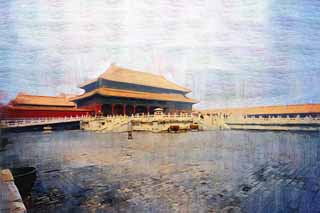 illustration,material,free,landscape,picture,painting,color pencil,crayon,drawing,Forbidden City Kiyomiya Inui, Prince dense denominated law, Hiroshi Akira Komei, Zhu coating, Tourist Attractions