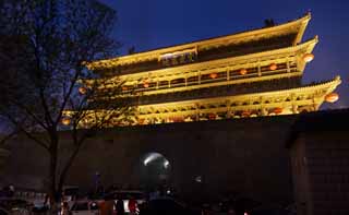 Foto, materiell, befreit, Landschaft, Bild, hat Foto auf Lager,Trommelturm in Xi'an, Trommelturm, Chang'an, Die Geschichte, Kurier