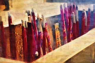 illust,tela,gratis,paisaje,fotografa,idea,pintura,Lpiz de color,dibujo,Incienso titular en el Templo de Gran Misericordia y Bondad, Incienso, Ceniza, Buddhism, Viaje a the West