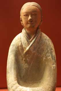 fotografia, material, livra, ajardine, imagine, proveja fotografia,Cermica pintada figura feminina, Imagem de Clay, Enterro, China antiga, Face