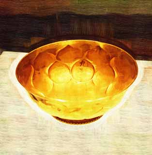 illust,tela,gratis,paisaje,fotografa,idea,pintura,Lpiz de color,dibujo,Gold Bowl con diseo de los ptalos de loto y patos mandarn, Toreutics, China antiguo, Joyas, Vajilla