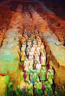 illustration,material,free,landscape,picture,painting,color pencil,crayon,drawing,Terracotta Warriors in Pit No.1, Terra Cotta Warriors, Ancient people, Tomb, World Heritage