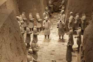 Foto, materieel, vrij, landschap, schilderstuk, bevoorraden foto,Terracotta krijgers in Pit No.3, Terracotta Strijders, Oeroud volk, Groeve, Wereld Heritage