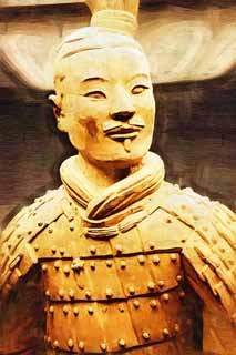 illustration,material,free,landscape,picture,painting,color pencil,crayon,drawing,Terracotta Warrior, Terra Cotta Warriors, Ancient people, Tomb, World Heritage