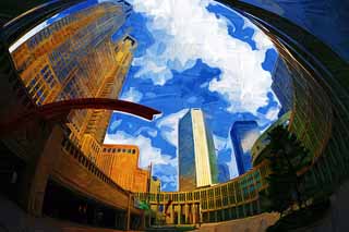 illust,tela,gratis,paisaje,fotografa,idea,pintura,Lpiz de color,dibujo,Gobierno Metropolitano de Tokio, Torre, Subcenter, Gobierno metropolitano de Tokyo, Edificio
