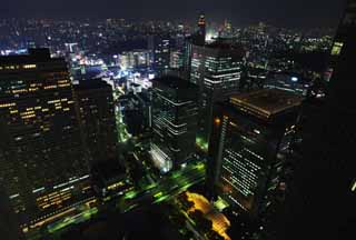 Foto, materieel, vrij, landschap, schilderstuk, bevoorraden foto,Shinjuku bij nacht, Hoog, Subcenter, Tokio Metropolitan Government, Gebouw