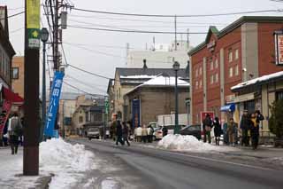 Foto, materieel, vrij, landschap, schilderstuk, bevoorraden foto,Otaru Street, Rode baksteen, Magazijn, Sneeuw verhuizing, Sneeuw dek