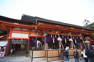 fotografia, materiale, libero il panorama, dipinga, fotografia di scorta,Tempio di Yasaka Hall di culto, Costruzione di Gion, Gambrel copre con un tetto, Inada, pettina la vita della principessa, SUSANOWONOMIKOTO