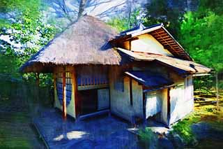 illust, materiell, befreit, Landschaft, Bild, Gemlde, Farbbleistift, Wachsmalstift, Zeichnung,,Fang Kodaiji Tempel beibehalten Hermitage, , Yoshino Tayuu, Teezeremonie, 