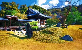 illust, materiell, befreit, Landschaft, Bild, Gemlde, Farbbleistift, Wachsmalstift, Zeichnung,,Kodaiji Temple Hall, , , Kinoshita Iesada, 