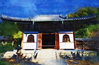 illust, matire, libre, paysage, image, le tableau, crayon de la couleur, colorie, en tirant,Kodaiji Temple Hall, , , Kinoshita Iesada, 